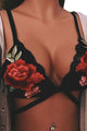 Sexy Black Lace Floral Embroidered Bralette Lingerie