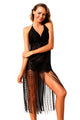 Sexy Black Lace Fringe Halter Beach Dress Cover Up