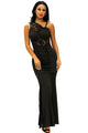 Sexy Black Lace Insert One Shoulder Evening Gown
