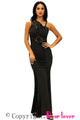 Sexy Black Lace Insert One Shoulder Evening Gown