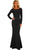 Sexy Black Lace Long Sleeve Bow Back Maxi Dress
