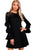 Sexy Black Lace Long Sleeve Skater Dress