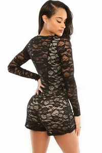Sexy Black Lace Long-sleeve Romper
