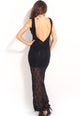 Sexy Black Lace Maxi Dress With Sequins