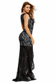 Sexy Black Lace Nude Illusion Fishtail Party Dress