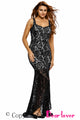 Sexy Black Lace Nude Illusion Fishtail Party Dress