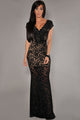 Sexy Black Lace Nude Illusion Low Back Evening Dress