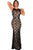Sexy Black Lace Nude Illusion Mesh Accent Gown