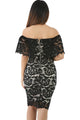 Sexy Black Lace Off Shoulder Bodycon Dress with Beige Lining