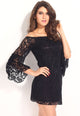 Sexy Black Lace Off-The-Shoulder Mini Dress