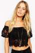 Sexy Black Lace Off the Shoulder Crop Top