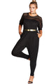 Sexy Black Lace Patchwork Cutout Plus Size Jumpsuit