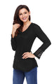 Sexy Black Lace Sleeve and Hem Thermal Knit Sweater