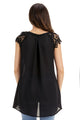 Sexy Black Lace Sleeves Lace up Tunic Top