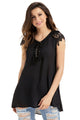 Sexy Black Lace Sleeves Lace up Tunic Top