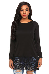 Sexy Black Lace Trim Oversize Hoodie