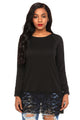 Sexy Black Lace Trim Oversize Hoodie