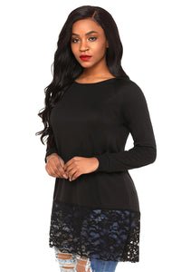 Sexy Black Lace Trim Oversize Hoodie