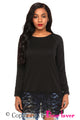 Sexy Black Lace Trim Oversize Hoodie