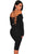 Sexy Black Lace Up Back Long Sleeve Off Shoulder Dress