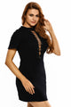 Sexy Black Lace Up Half Sleeves Tee Dress