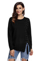 Sexy Black Lace Up Side Lightweight Sweater