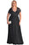 Sexy Black Lace Yoke Ruched Twist High Waist Plus Size Gown