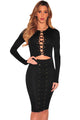 Sexy Black Lace up Cut out Long Sleeves Bodycon Dress