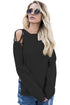 Sexy Black Lace up Shoulder Sweater