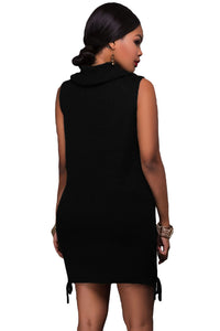 Sexy Black Lace-up Sides Sweater Dress