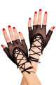 Sexy Black Lace up Wrist Fishnet Gloves