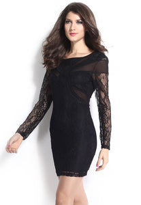 Sexy Black Lace&Mesh Patchwork Sexy Bodycon Dress