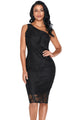 Sexy Black Laser Cut One Shoulder Ruffle Embellished Dress
