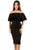 Sexy Black Layered Ruffle Off Shoulder Midi Dress