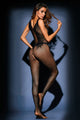 Sexy Black Leavy Lace Seamless Mesh Body Stocking