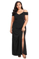 Sexy Black Long Off the Shoulder Plus Size Gown