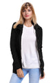Sexy Black Long Sleeve Button-up Hooded Cardigans