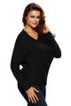 Sexy Black Long Sleeve Chunky Cross Wrap V Neck Tunic Pullover Sweater