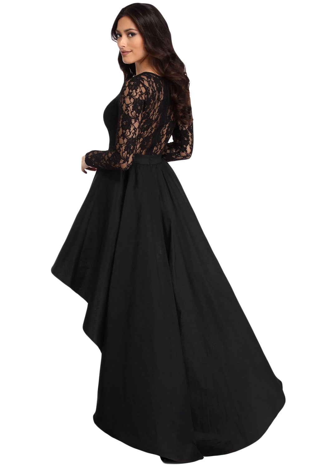 Maxi Dress Lace See Through Boho Dress Bell Sleeve Long Prom Dress