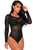 Sexy Black Long Sleeve Sheer Mesh Bodysuit