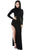 Sexy Black Long Sleeves Side Split Slit Jesery Maxi Dress