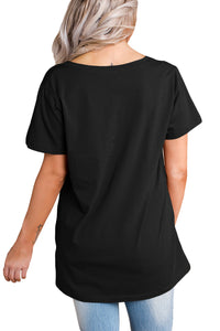 Sexy Black Loose Fit Basic T-Shirt