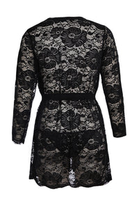 Sexy Black Luxurious Lace Robe