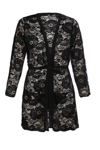 Sexy Black Luxurious Lace Robe