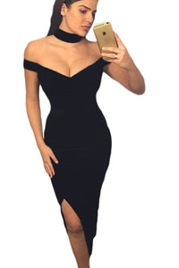 Sexy Black Luxurious Long Party Dress with Choker