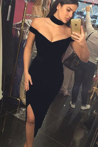 Sexy Black Luxurious Long Party Dress with Choker