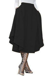 Sexy Black Making Waves High Waist Midi Skirt