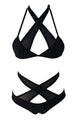 Sexy Black Mesh Cutout Wrapped 2pcs Bikini Swimsuit