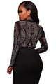 Sexy Black Mesh Rhinestone Embellished Bodysuit