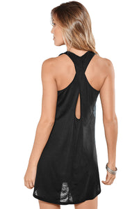 Sexy Black Mesh Side Racerback Coverup